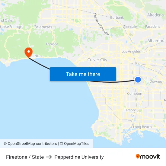 Firestone / State to Pepperdine University map