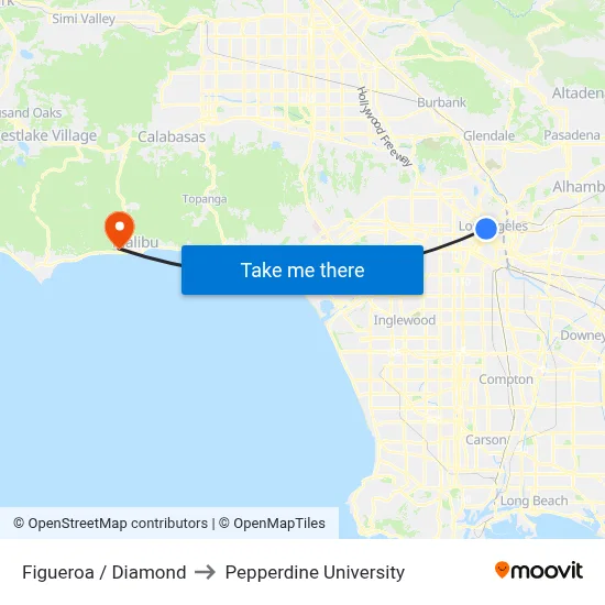 Figueroa / Diamond to Pepperdine University map