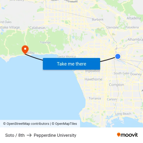 Soto / 8th to Pepperdine University map