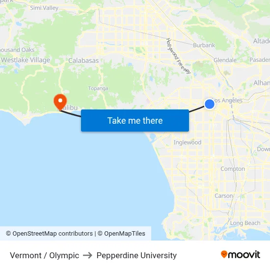 Vermont / Olympic to Pepperdine University map