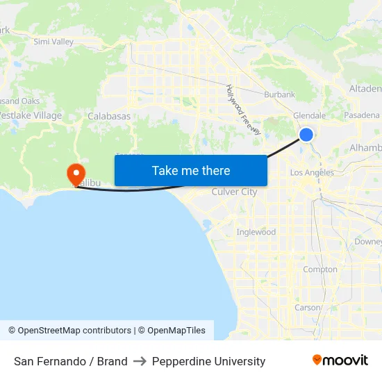 San Fernando / Brand to Pepperdine University map