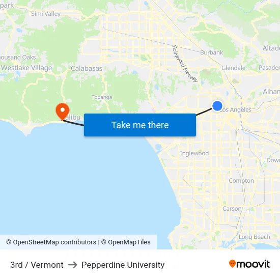 3rd / Vermont to Pepperdine University map