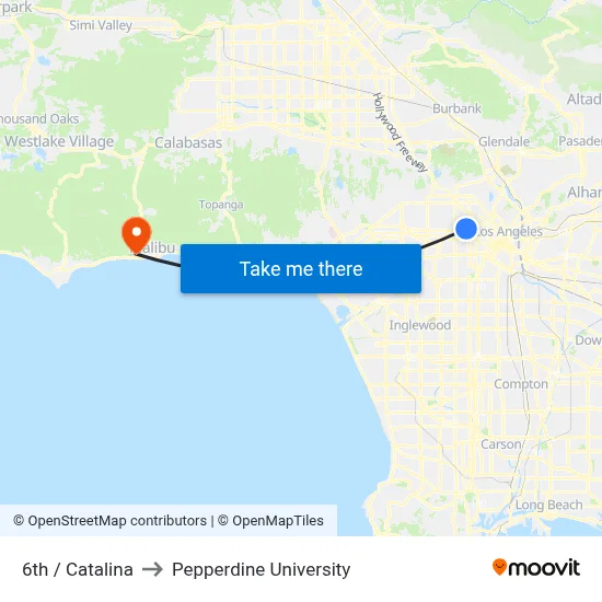 6th / Catalina to Pepperdine University map