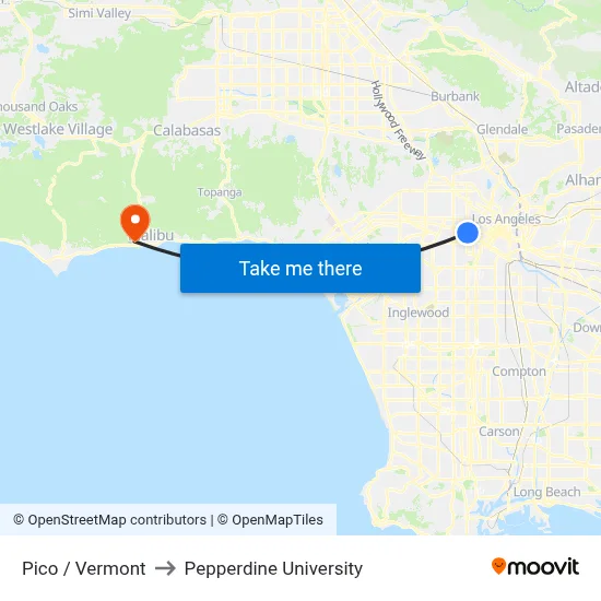 Pico / Vermont to Pepperdine University map