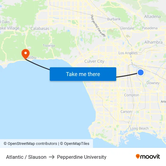 Atlantic / Slauson to Pepperdine University map