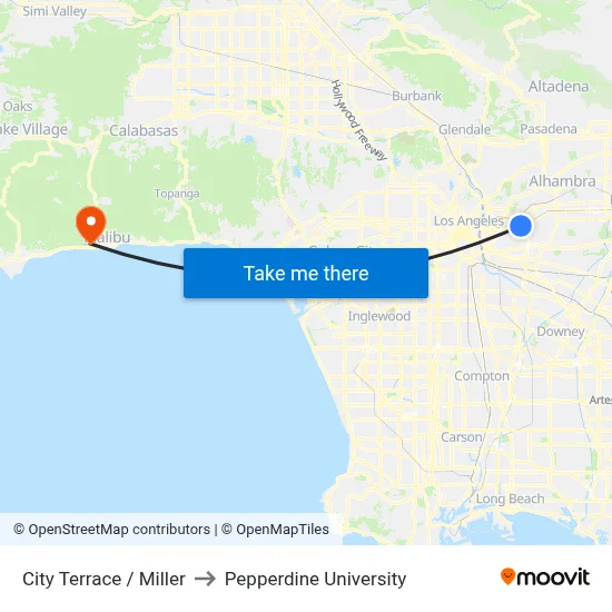 City Terrace / Miller to Pepperdine University map