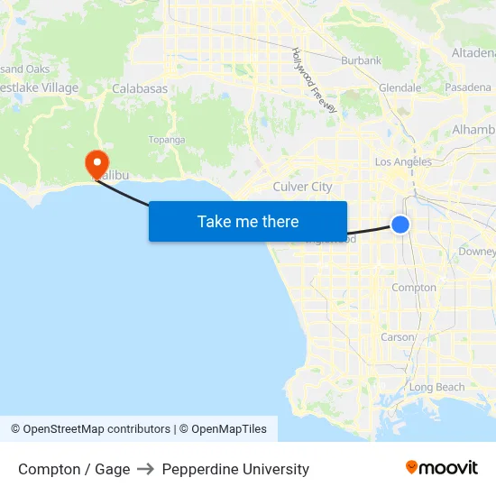 Compton / Gage to Pepperdine University map