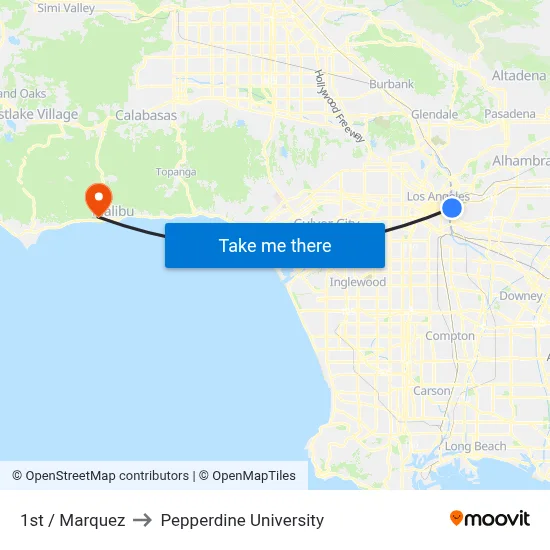 1st / Marquez to Pepperdine University map