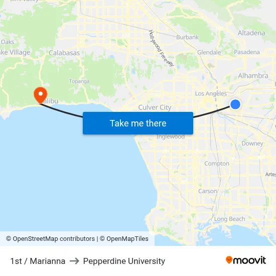 1st / Marianna to Pepperdine University map