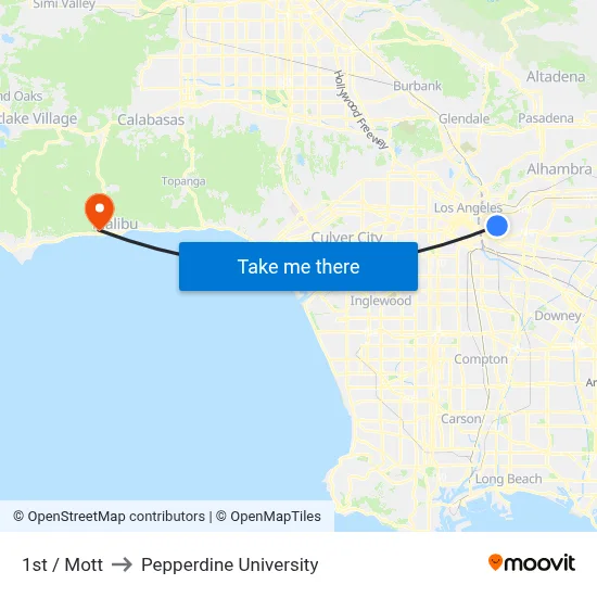 1st / Mott to Pepperdine University map