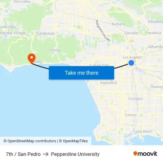 7th / San Pedro to Pepperdine University map
