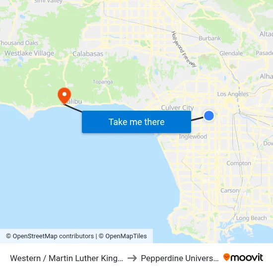 Western / Martin Luther King Jr to Pepperdine University map