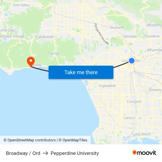 Broadway / Ord to Pepperdine University map