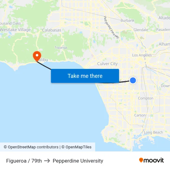 Figueroa / 79th to Pepperdine University map