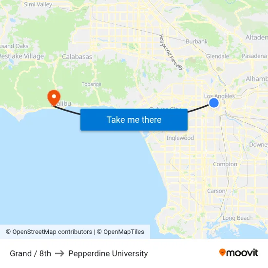 Grand / 8th to Pepperdine University map