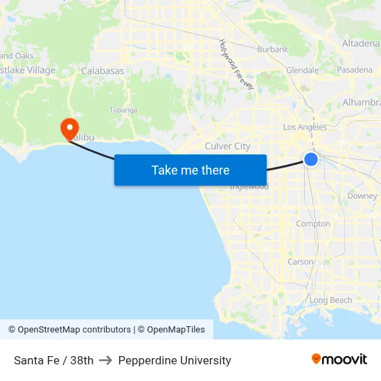 Santa Fe / 38th to Pepperdine University map