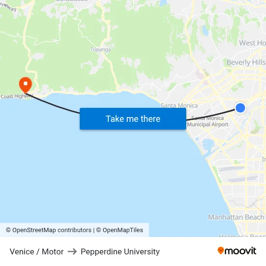 Venice / Motor to Pepperdine University map