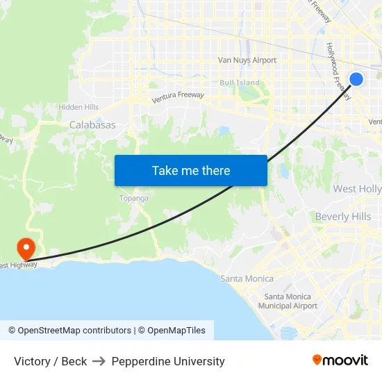 Victory / Beck to Pepperdine University map