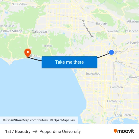1st / Beaudry to Pepperdine University map
