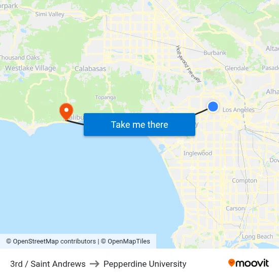 3rd / Saint Andrews to Pepperdine University map