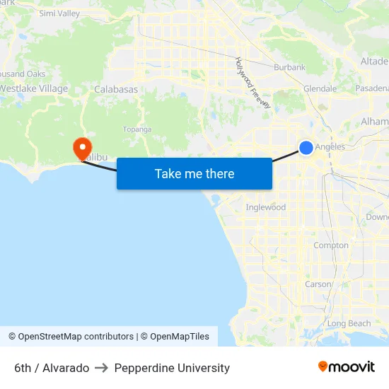6th / Alvarado to Pepperdine University map