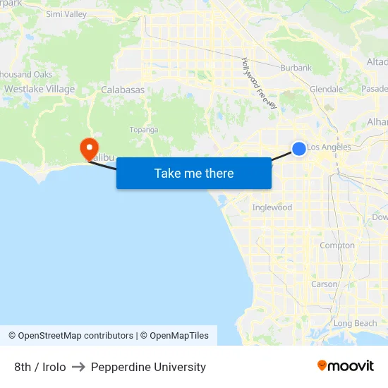 8th / Irolo to Pepperdine University map