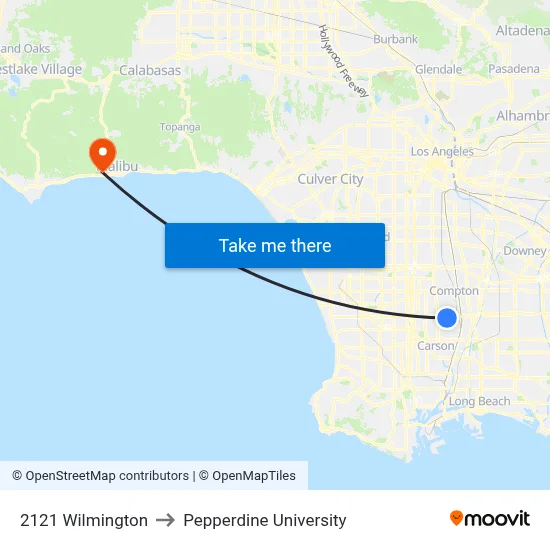 2121 Wilmington to Pepperdine University map