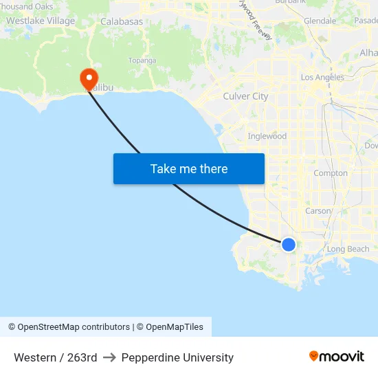 Western / 263rd to Pepperdine University map