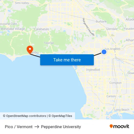Pico / Vermont to Pepperdine University map