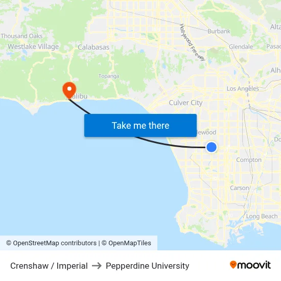 Crenshaw / Imperial to Pepperdine University map