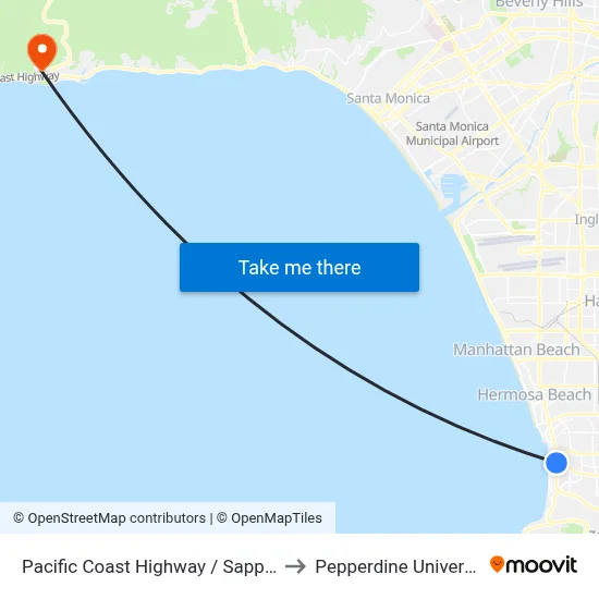 Pacific Coast Highway / Sapphire to Pepperdine University map