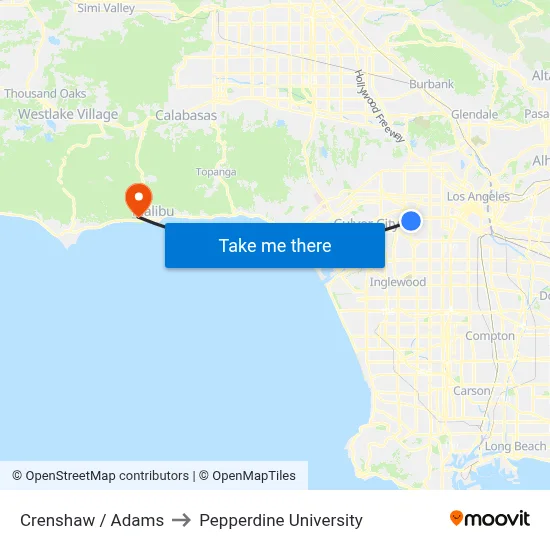 Crenshaw / Adams to Pepperdine University map