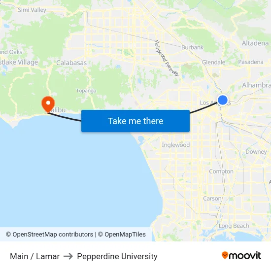Main / Lamar to Pepperdine University map
