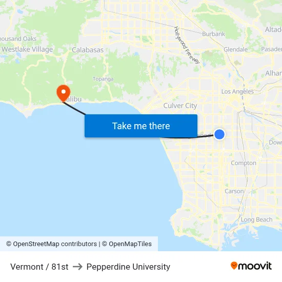 Vermont / 81st to Pepperdine University map