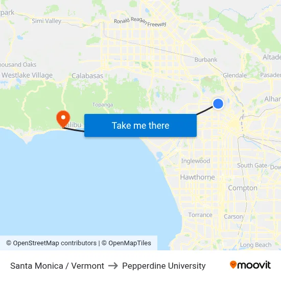 Santa Monica / Vermont to Pepperdine University map