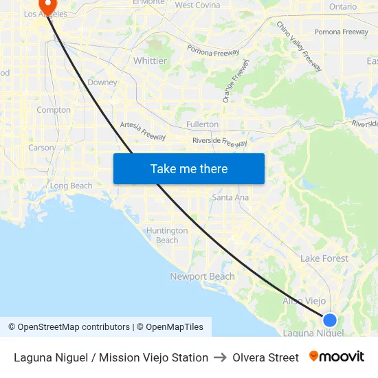 Laguna Niguel / Mission Viejo Station to Olvera Street map
