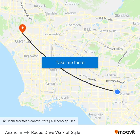 Anaheim to Rodeo Drive Walk of Style map