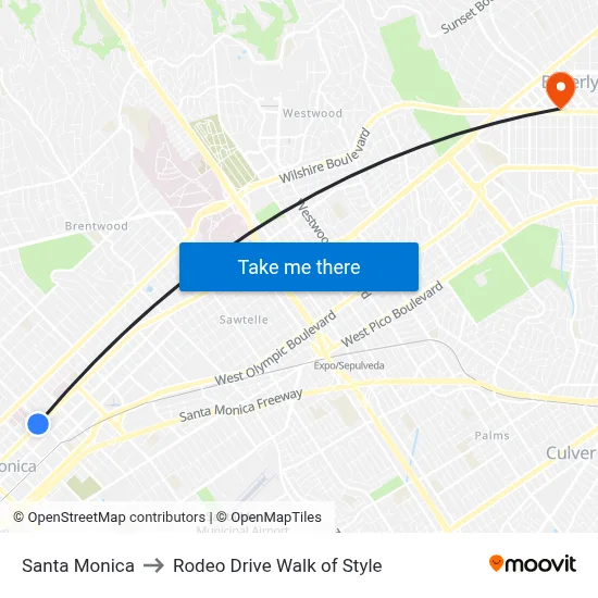 Santa Monica to Rodeo Drive Walk of Style map