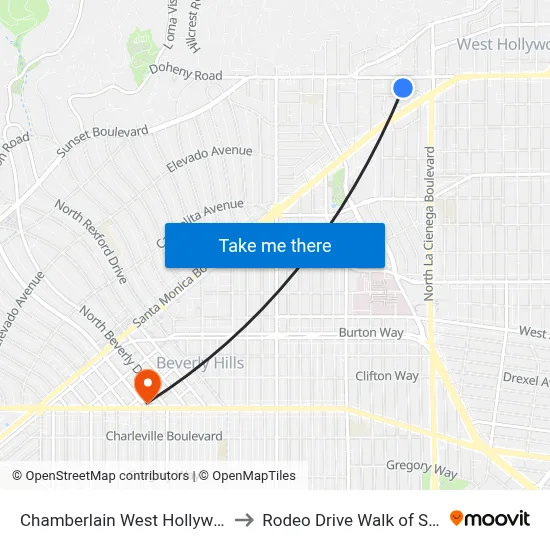 Chamberlain West Hollywood to Rodeo Drive Walk of Style map