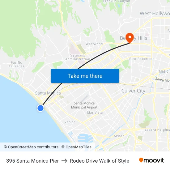 395 Santa Monica Pier to Rodeo Drive Walk of Style map