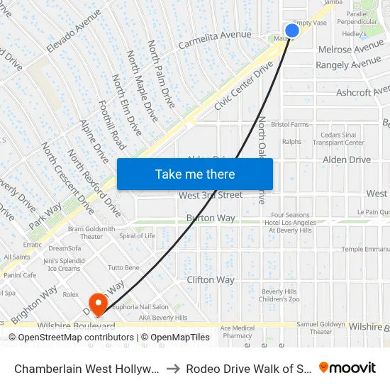 Chamberlain West Hollywood to Rodeo Drive Walk of Style map