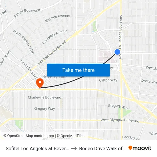 Sofitel Los Angeles At Beverly Hills to Rodeo Drive Walk of Style map