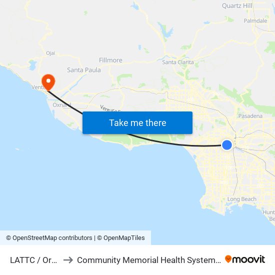 LATTC / Ortho Institute to Community Memorial Health System Community Memorial Hospital map