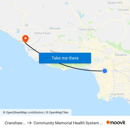 Crenshaw / Stocker to Community Memorial Health System Community Memorial Hospital map