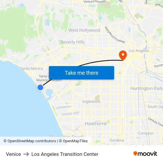 Venice to Los Angeles Transition Center map