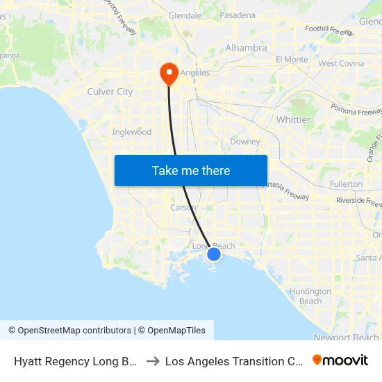 Hyatt Regency Long Beach to Los Angeles Transition Center map