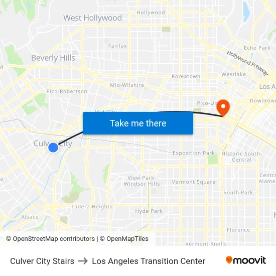 Culver City Stairs to Los Angeles Transition Center map