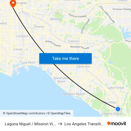 Laguna Niguel / Mission Viejo Station to Los Angeles Transition Center map