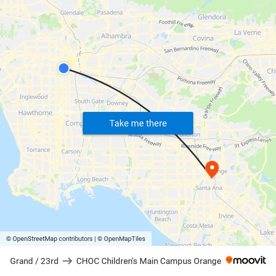 Grand / 23rd to CHOC Children's Main Campus Orange map