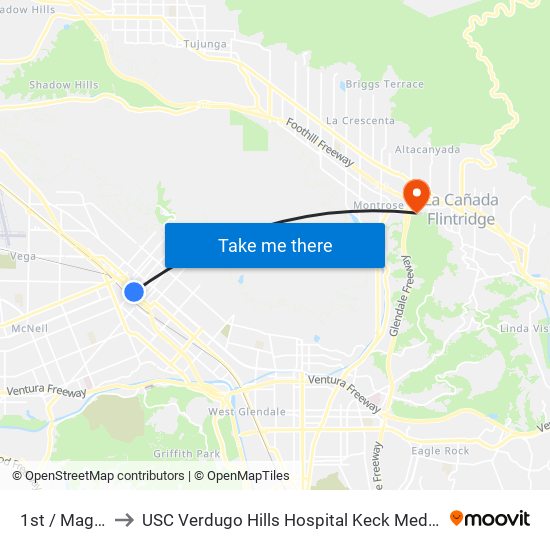 1st / Magnolia to USC Verdugo Hills Hospital Keck Medicine of USC map